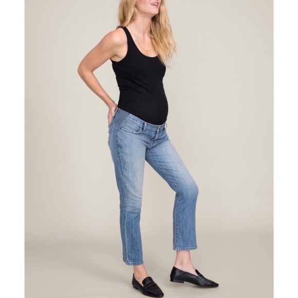 Current/Elliott X Hatch The New Maternity Kick Flare Crop Halley Jeans 28 Chic - Picture 4 of 12